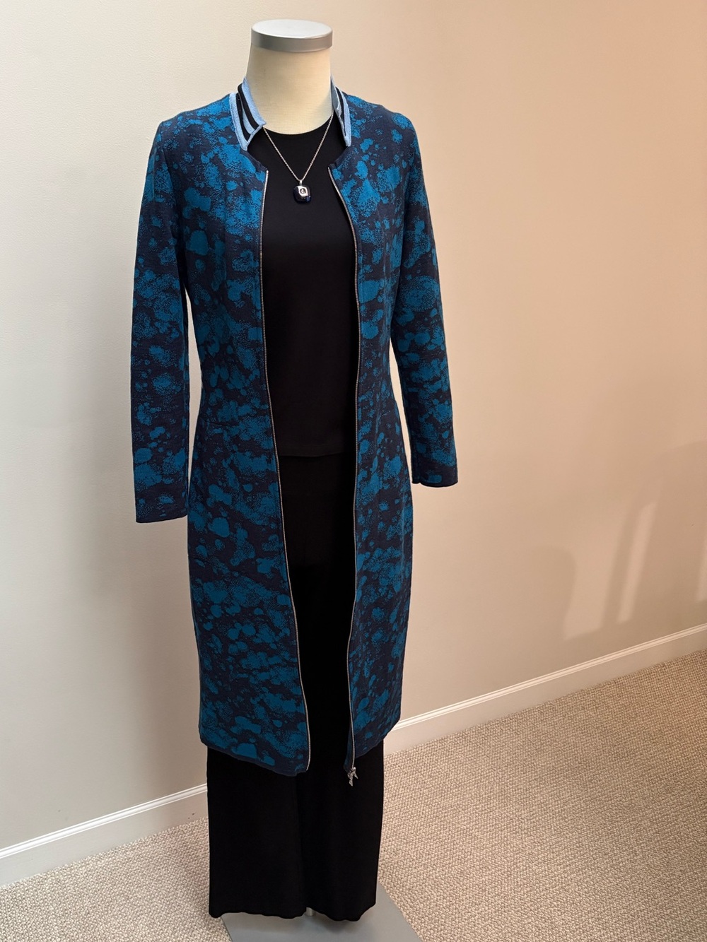 Oleana “Splatter” Teal & Black Dress/Cardigan